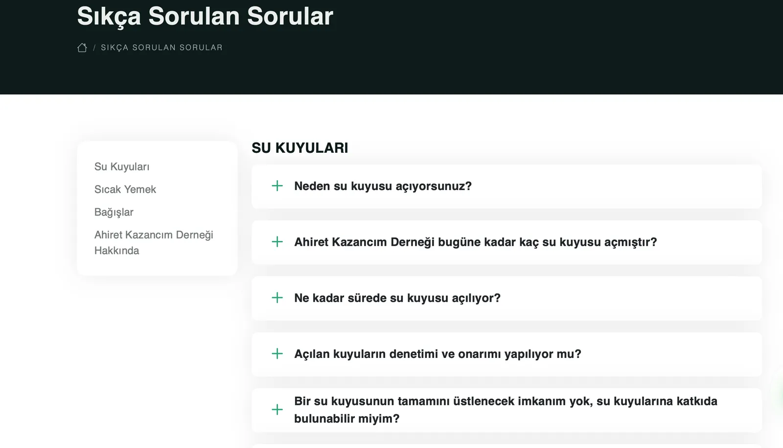 Sıkça Sorulan Sorular Kullanımı